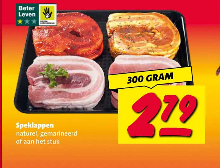 Speklappen naturel, gemarineerd of aan het stuk