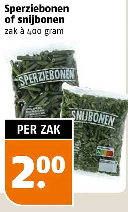 Sperziebonen of snijbonen zak à 400 gram
