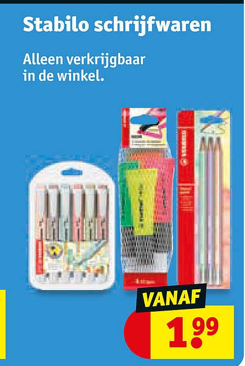 Stabilo schrijfwaren Alleen verkrijgbaar in de winkel. VANAF