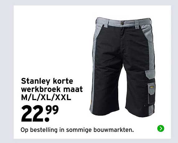 Stanley korte werkbroek maat M/L/XL/XXL