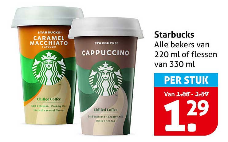 Starbucks Alle bekers van 220 ml of flessen van 330 ml PER STUK