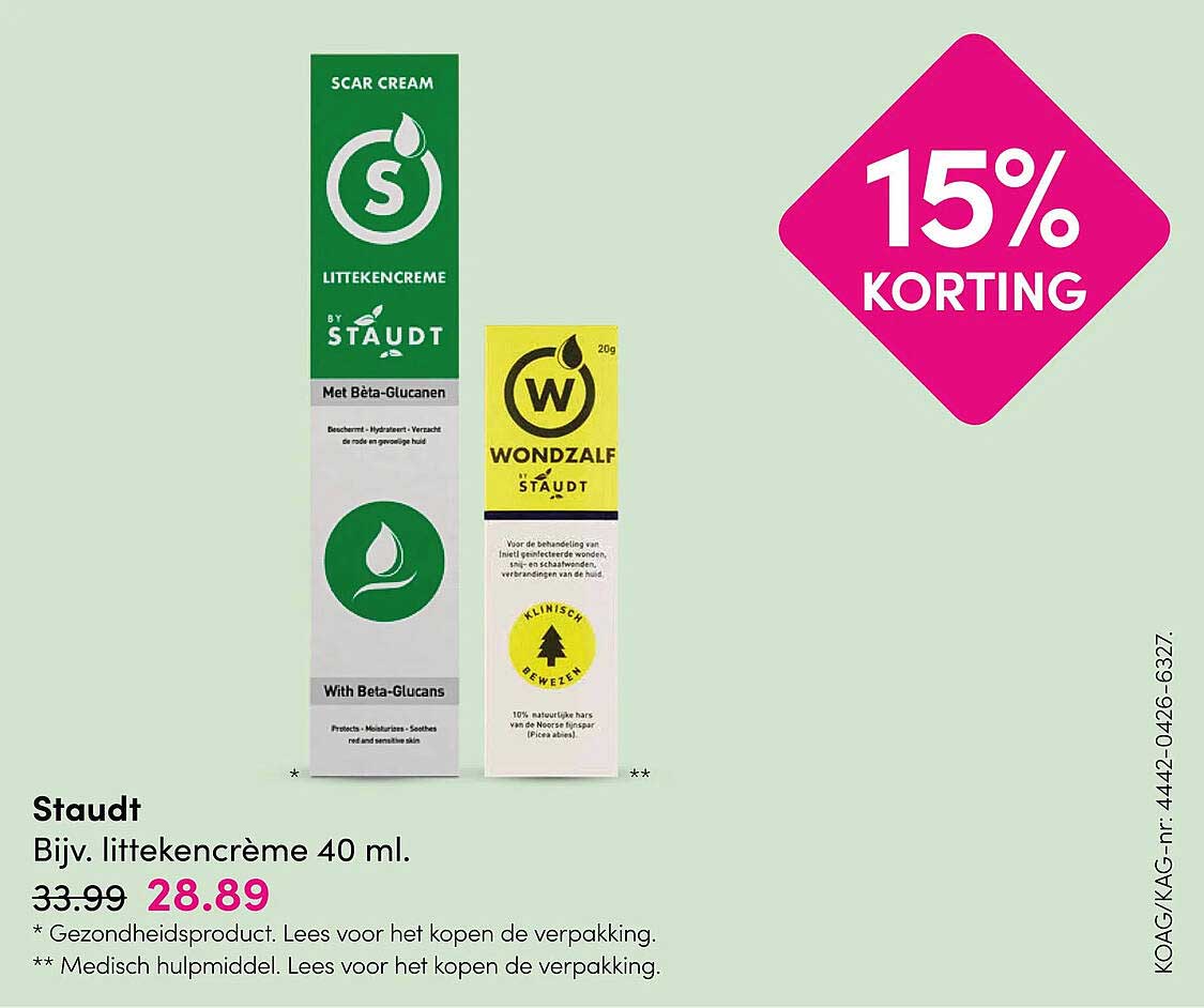 Staudt Bijv. littekencrème 40 ml. 15% KORTING