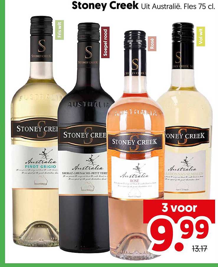 Stoney Creek Uit Australië. Fles 75 cl. 3 voor