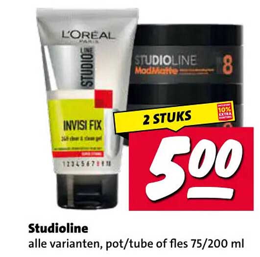 Studioline alle varianten, pot/tube of fles 75/200 ml 2 STUKS