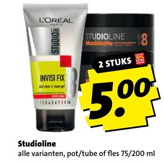 Studioline alle varianten, pot/tube of fles 75/200 ml 2 STUKS