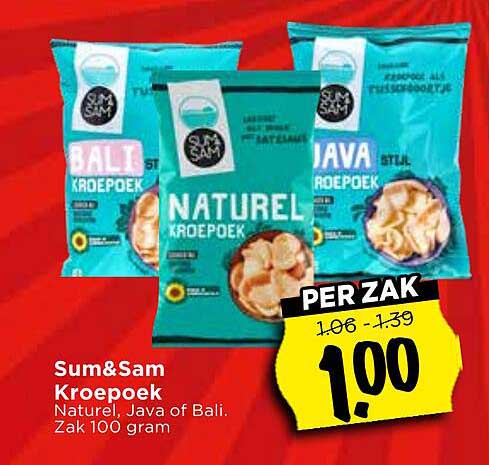 Sum&Sam Kroepoek Naturel, Java of Bali, Zak 100 gram