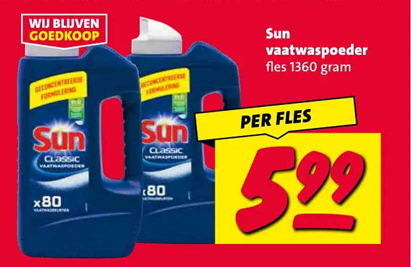 Sun vaatwaspoeder fles 1360 gram