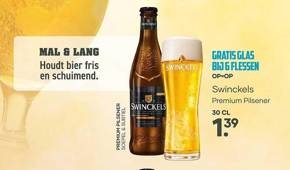 Swinckels Premium Pilsener 30 cl GRATIS GLAS BIJ 6 FLESSEN