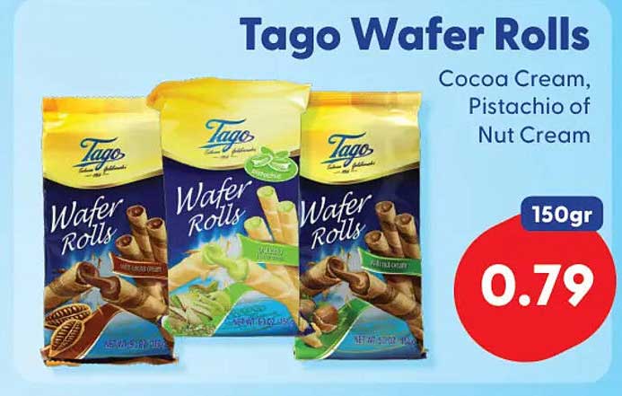Tago Wafer Rolls Cocoa Cream, Pistachio of Nut Cream