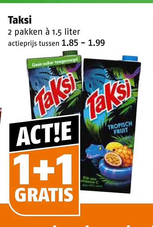 Taksi 2 pakken à 1.5 liter ACTIE 1+1 GRATIS