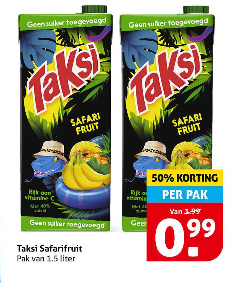Taksi Safarifruit Pak van 1.5 liter 50% KORTING