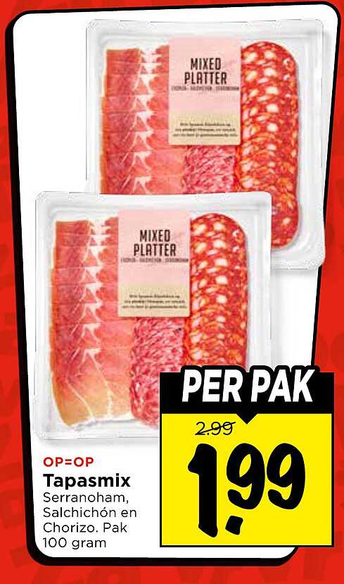 Tapasmix Serranoham, Salchichón en Chorizo. Pak 100 gram