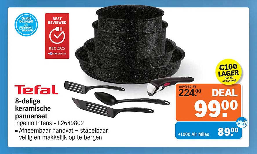 Tefal 8-delige keramische panneset Ingenio Intens - L2649802