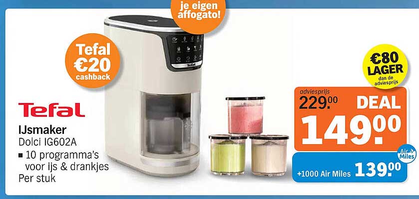 Tefal IJsMaker Dolci IG602A - 10 programma's voor ijs & drankjes Per stuk