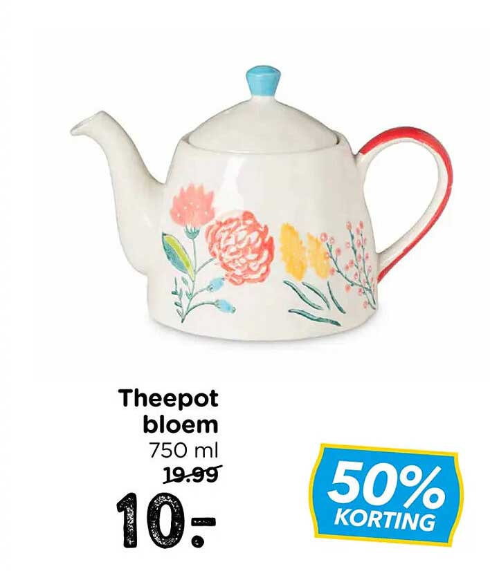 Theepot bloem 750 ml 50% KORTING