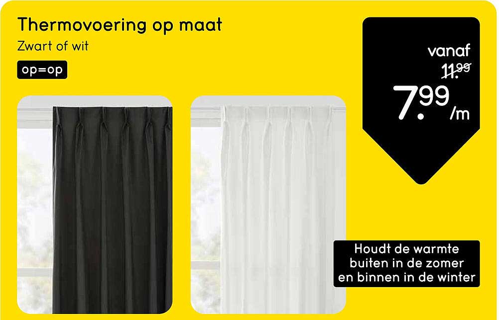 Thermovering op maat Zwart of wit op=op