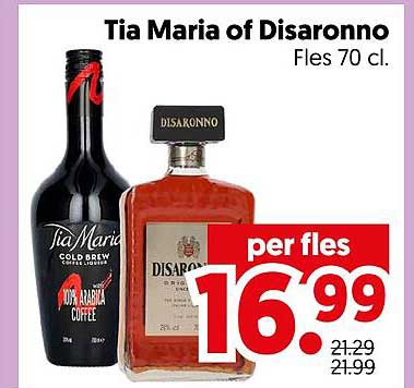 Tia Maria of Disaronno Fles 70 cl. per fles