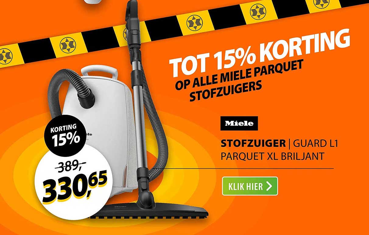 TOT 15% KORTING OP ALLE MIELE PARQUET STOFZUIGERS