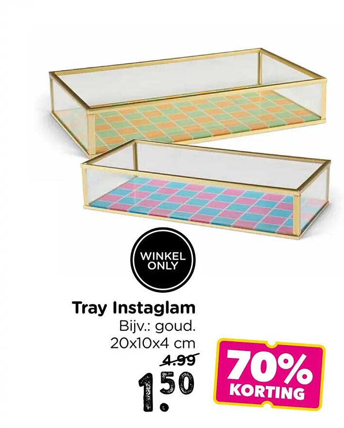 Tray Instaglam Bijv.: goud. 20x10x4 cm 70% KORTING