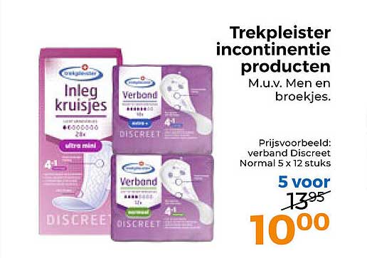 Trekpleister incontinenti producten M.u.v. Men en broekjes.