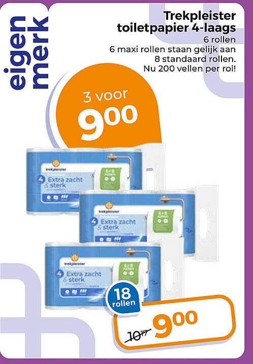 Trekpleister toiletpapier 4-laags 6 rollen