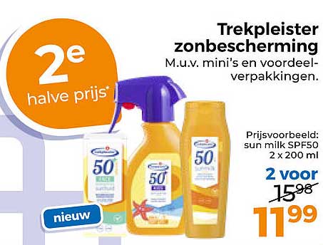 Trekpleister zonbescherming 2e halve prijs