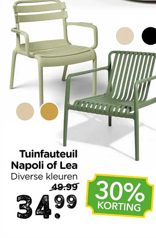 Tuinfauteuil Napoli of Lea Diverse kleuren 30% KORTING