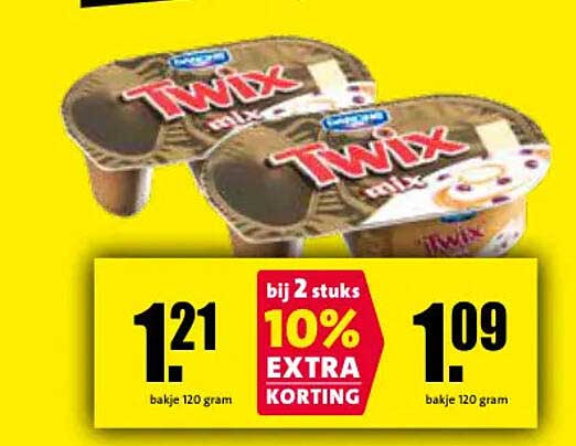 Twix mix bij 2 stuks 10% extra korting