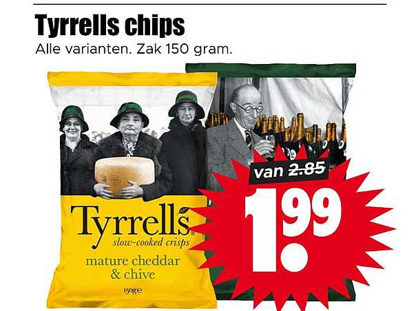 Tyrrells chips Alle varianten. Zak 150 gram.