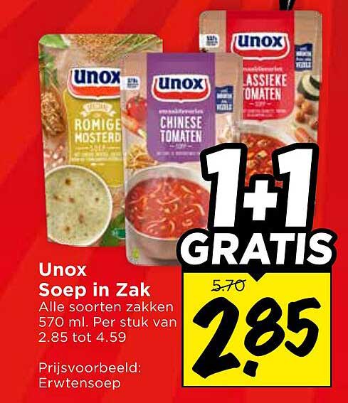 Unox Soep in Zak 1+1 GRATIS