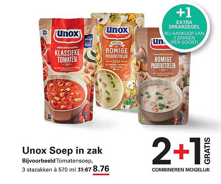 Unox Soep in zak 2+1 GRATIS