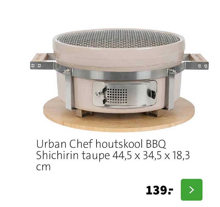 Urban Chef houtskool BBQ Shichirin taupe 44,5 x 34,5 x 18,3 cm
