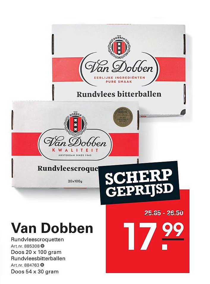 Van Dobben Rundvleescroquetten / Rundvleesbitterballen SCHERP GEPRIJSD