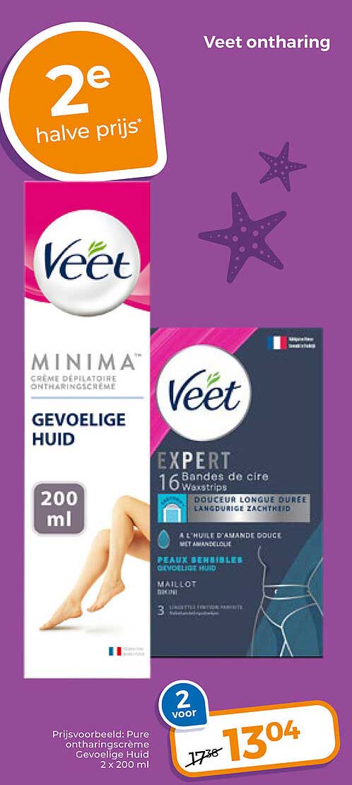 Veet ontharing 2e halve prijs