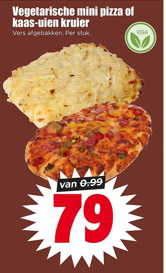 Vegetarische mini pizza of kaas-uien kruiden