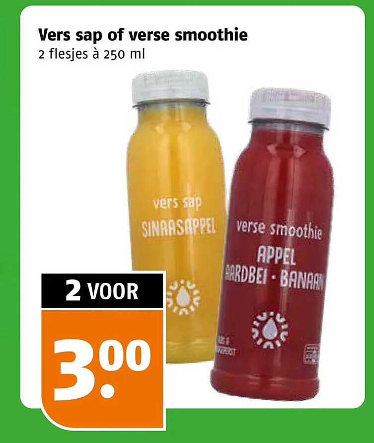 Vers sap of verse smoothie 2 flesjes à 250 ml