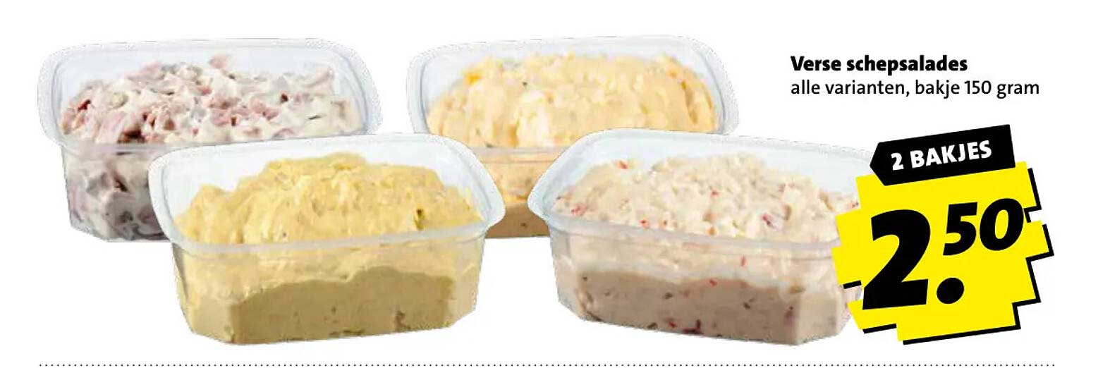 Verse schepsalades alle varianten, bakje 150 gram 2 bakjes