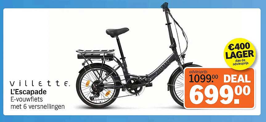 Villette L'Escapade E-vouwfiets met 6 versnellingen DEAL