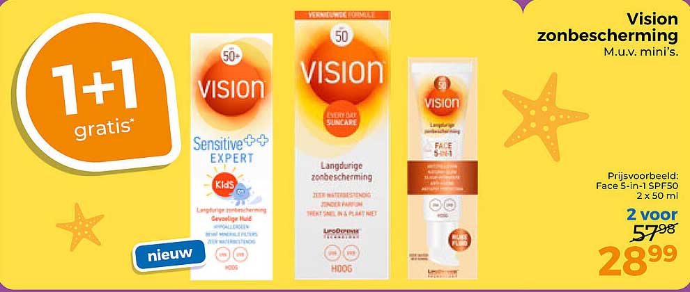 Vision zonbescherming M.u.v. mini's. 1+1 gratis