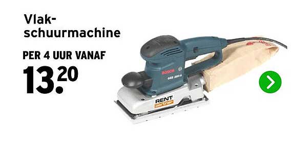 Vlakschuurmachine PER 4 UUR VANAF