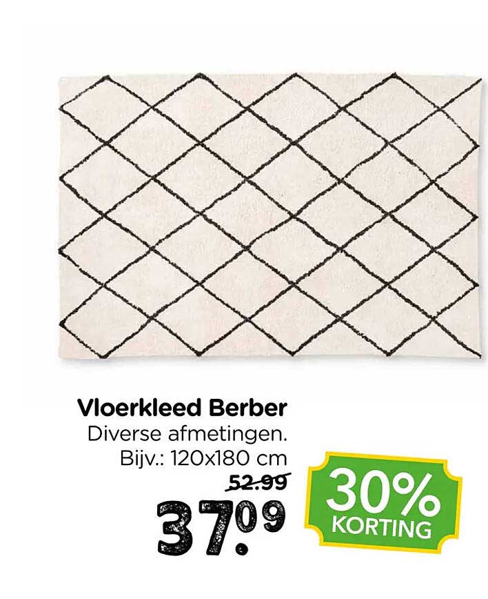 Vloerkleed Berber Diverse afmetingen. Bijv.: 120x180 cm 30% korting