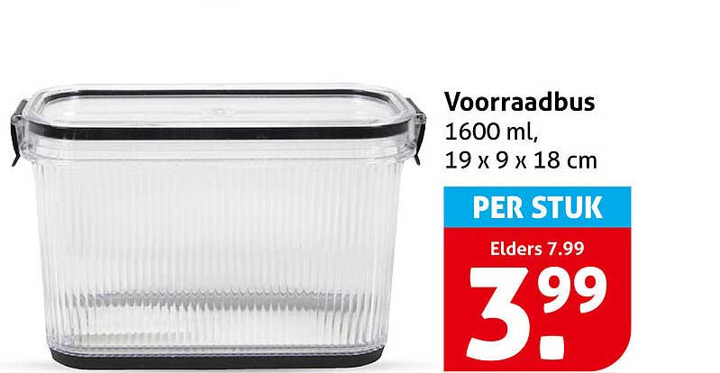 Voorraadbus 1600 ml, 19 x 9 x 18 cm