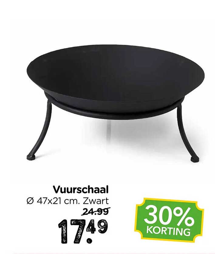 Vuurschaal Ø 47x21 cm. Zwart 30% KORTING