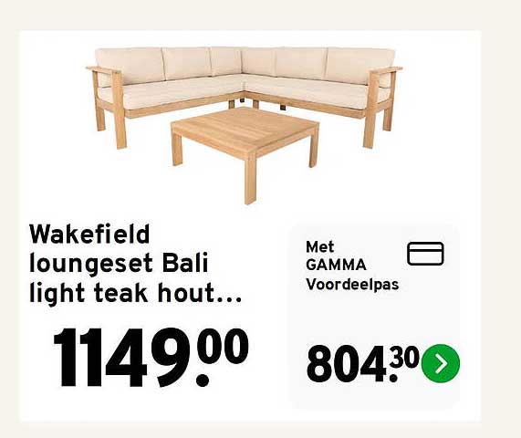 Wakefield loungeset Bali light teak hout...