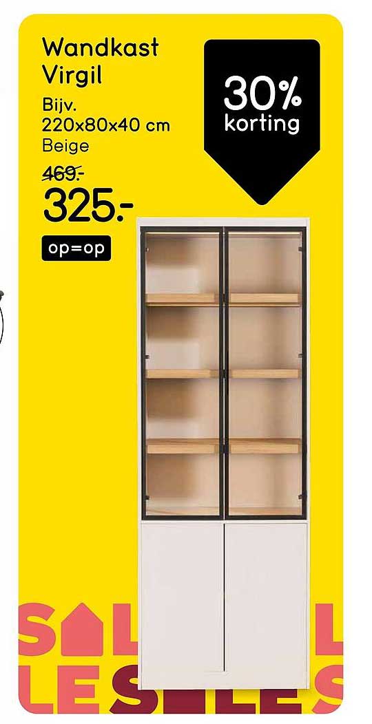Wandkast Virgil Bijv. 220x80x40 cm Beige 30% korting