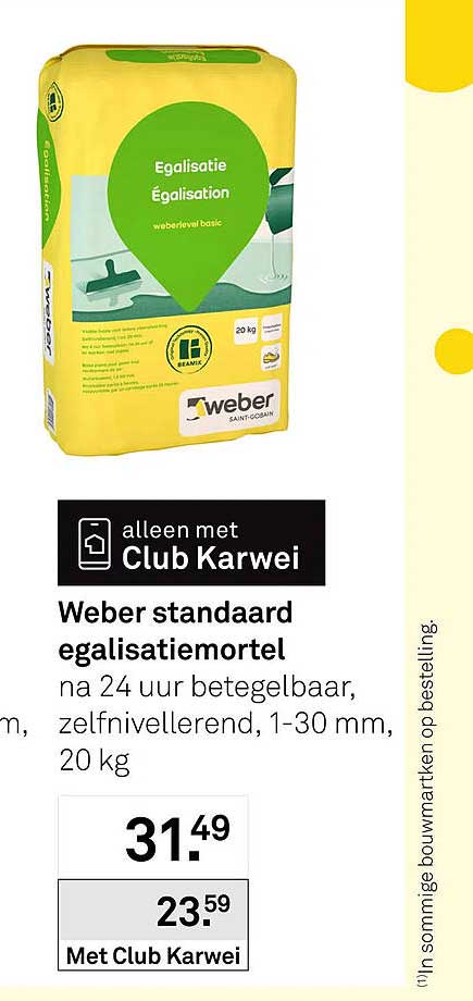 Weber standaard egalisatiemortel na 24 uur betegelbaar, zelfnivellerend, 1-30 mm, 20 kg