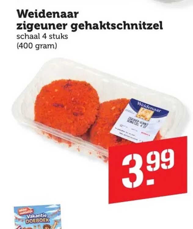 Weidenaar zigeuner gehakt schnitzel schaal 4 stuks (400 gram)