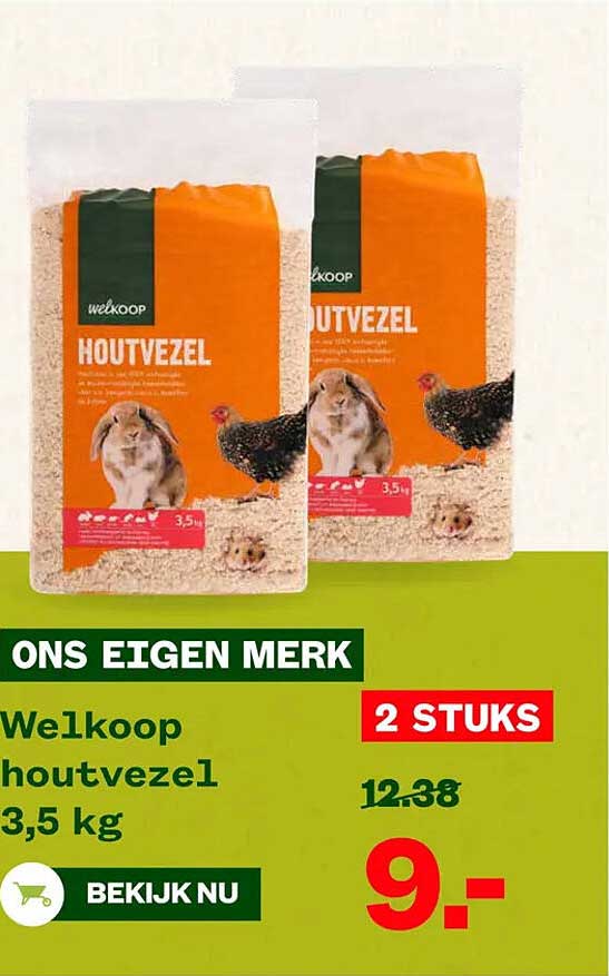 Welkoop houtvezel 3,5 kg 2 STUKS