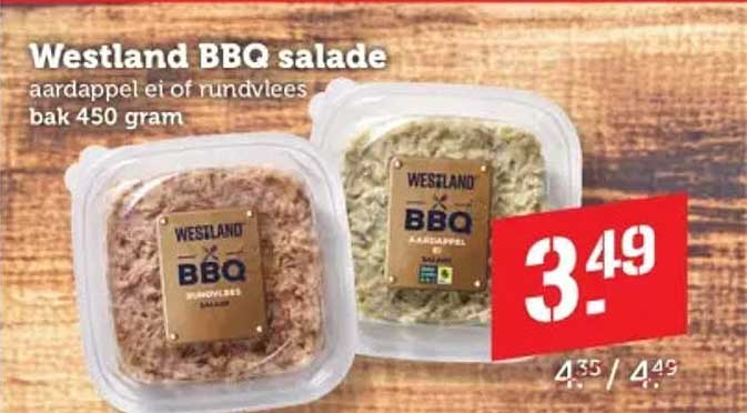 Westland BBQ salade aardappel ei of rundvlees bak 450 gram