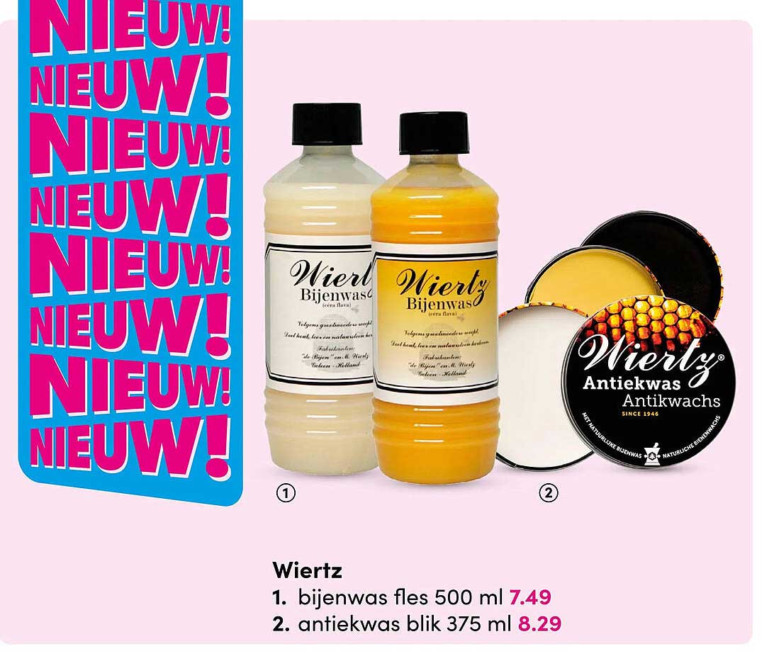 Wiertz 1. bijenwas fles 500 ml